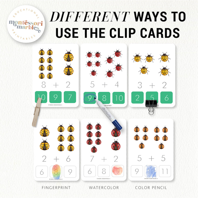 Ladybugs Addition Clip Cards
