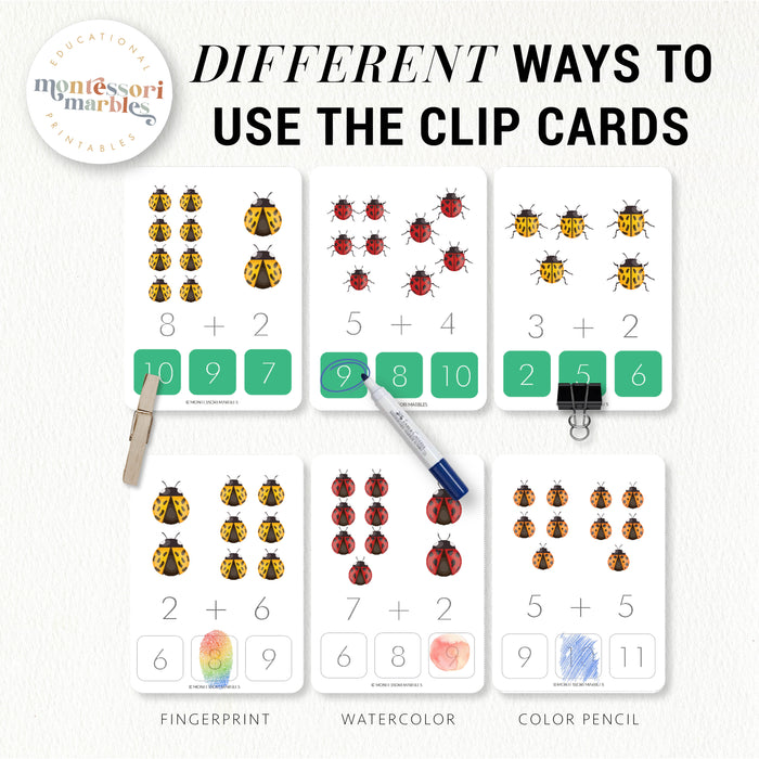 Ladybugs Addition Clip Cards