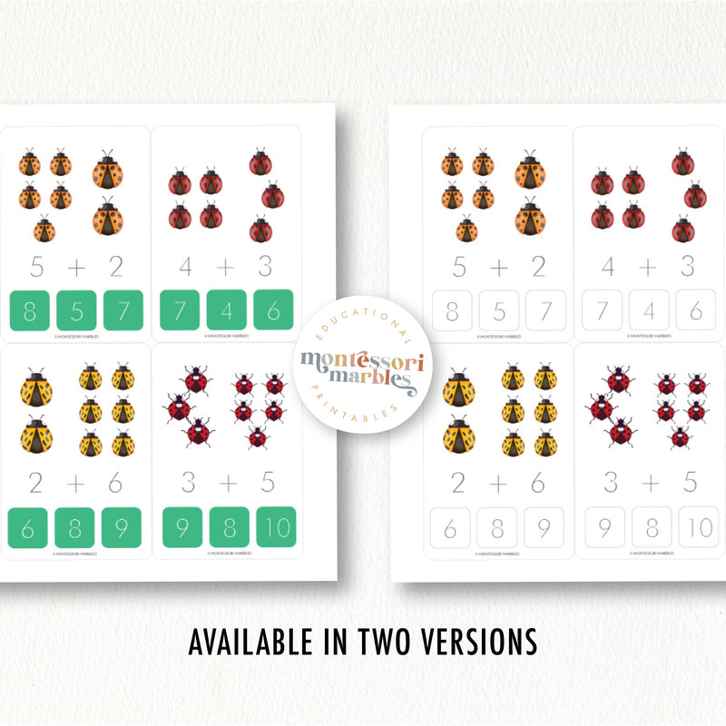 Ladybugs Addition Clip Cards