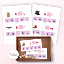 Load image into Gallery viewer, Montessori Pink Series Missing Vowels SHORT A
