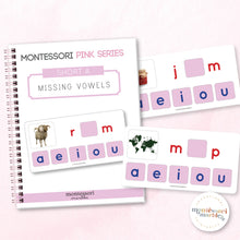 Load image into Gallery viewer, Montessori Pink Series Missing Vowels SHORT A
