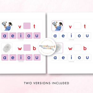 Montessori Pink Series Missing Vowels Bundle