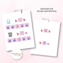 Load image into Gallery viewer, Montessori Pink Series Missing Vowels SHORT I
