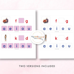 Montessori Pink Series Missing Vowels SHORT I