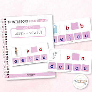 Montessori Pink Series Missing Vowels Bundle