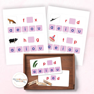 Montessori Pink Series Missing Vowels SHORT O