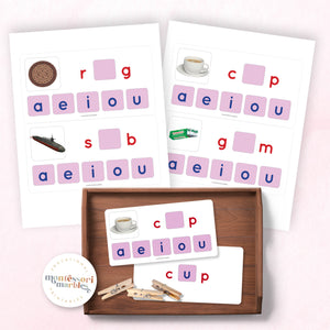 Montessori Pink Series Missing Vowels SHORT U