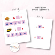 Load image into Gallery viewer, Montessori Pink Series Missing Vowels SHORT U
