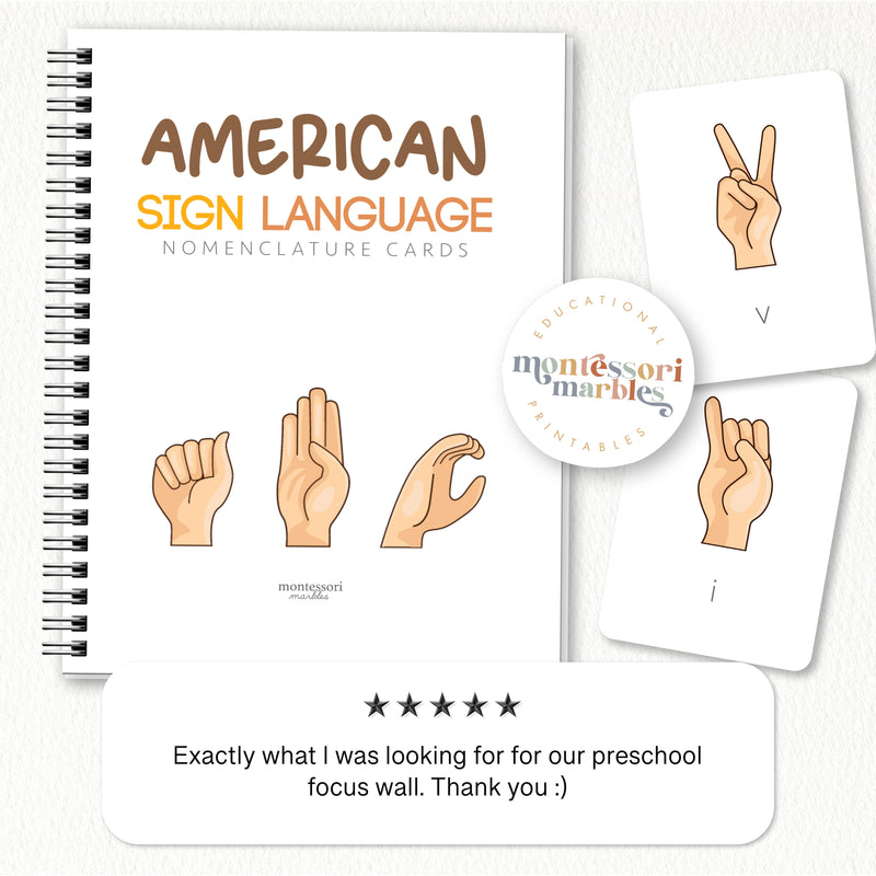 American Sign Language 3-Part Cards