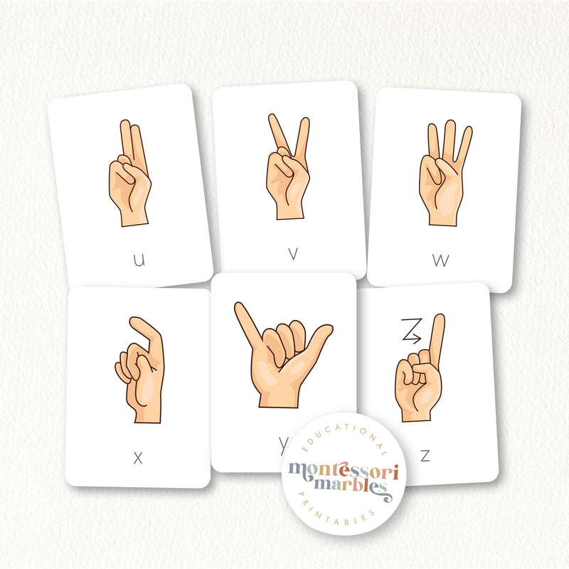 American Sign Language 3-Part Cards