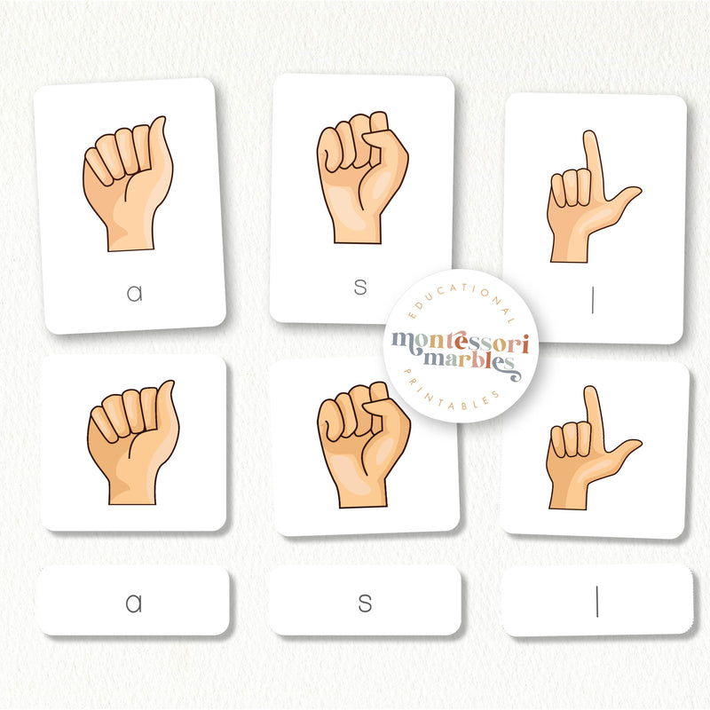 American Sign Language 3-Part Cards