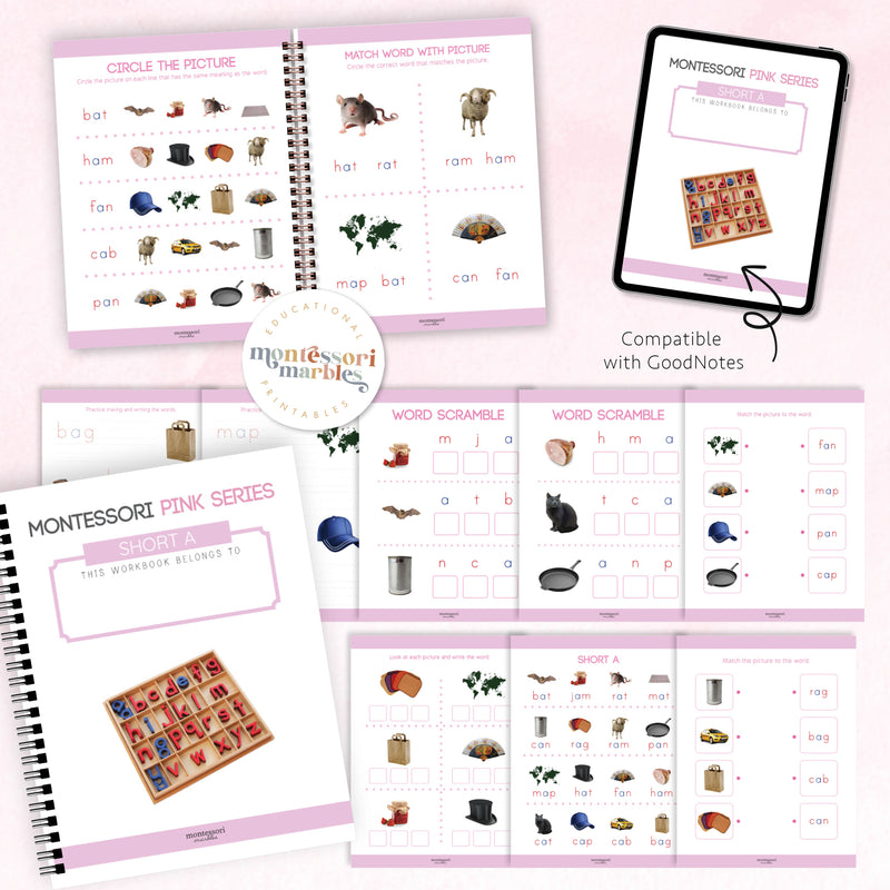 Montessori Pink Series Workbook Short A