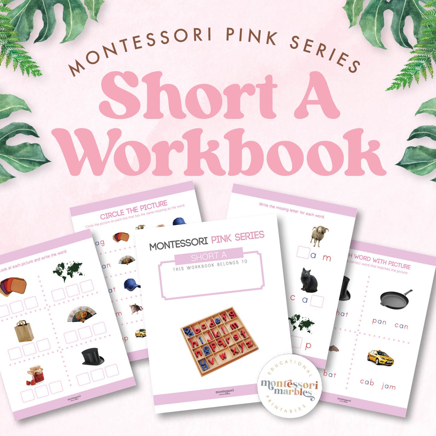 Montessori Pink Series Workbook Short A