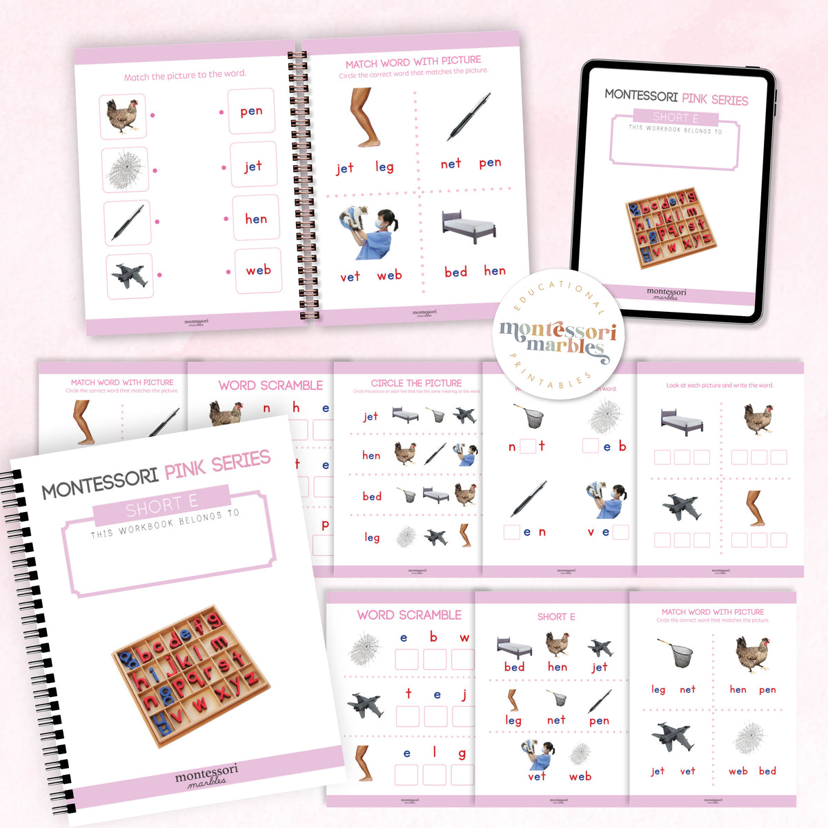 Montessori Pink Series Workbook Short E – Montessori Marbles