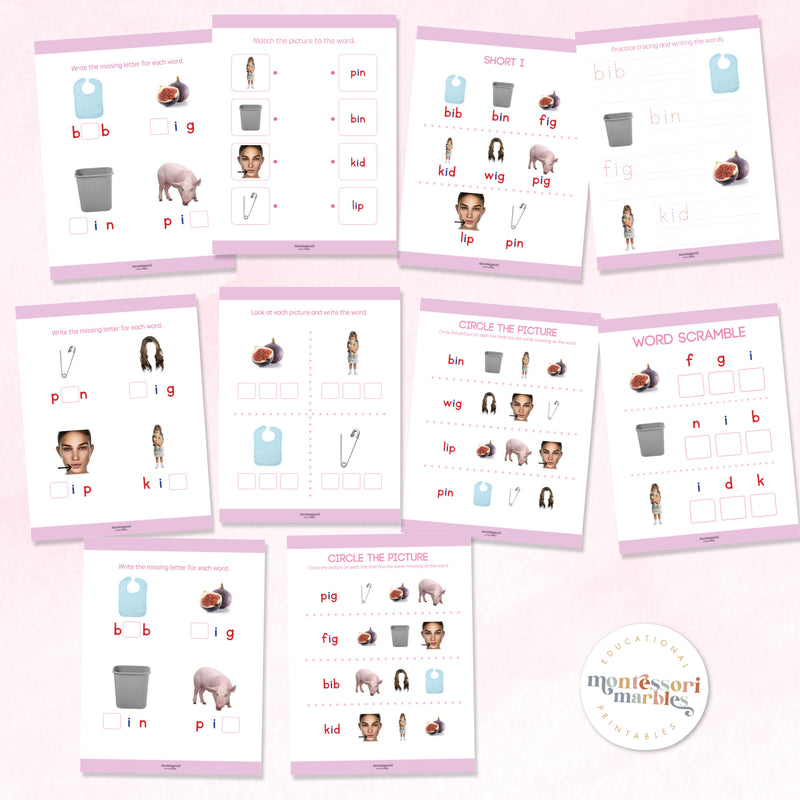 Montessori Pink Series Workbook Short I