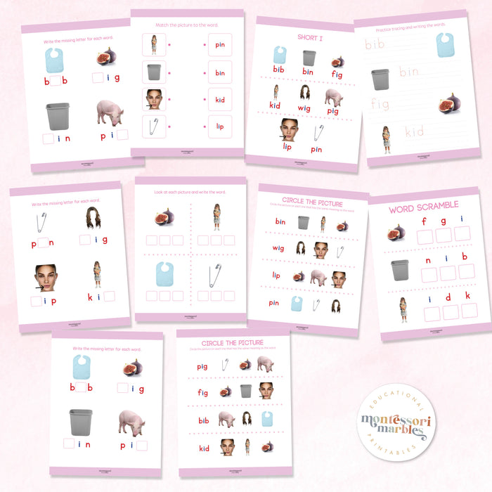 Montessori Pink Series Workbook Short I