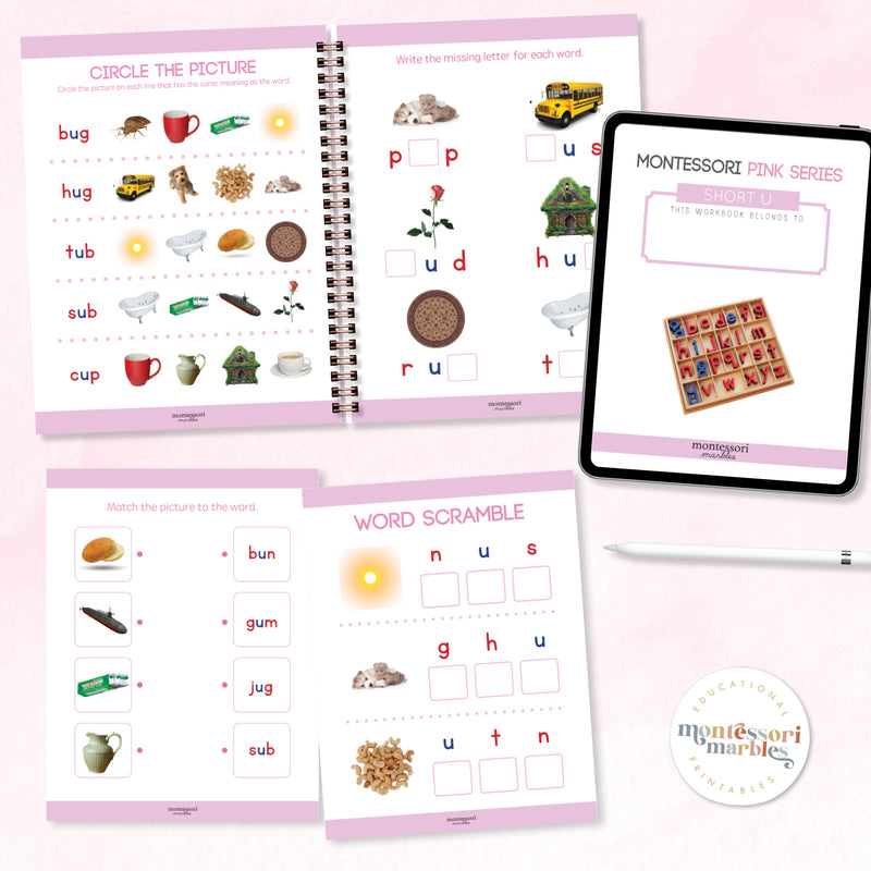 Montessori Pink Series Workbook Short U