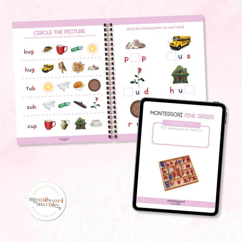 Montessori Pink Series Workbook Short U