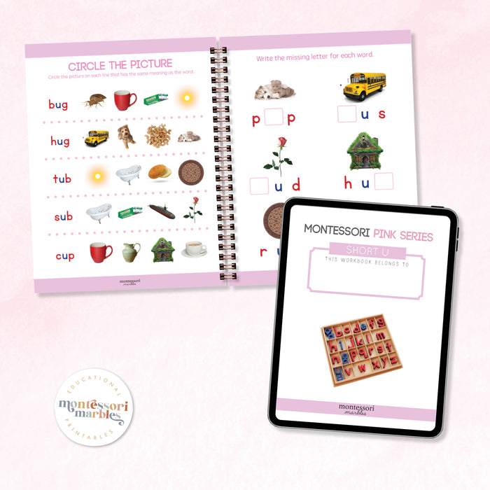 Montessori Pink Series Workbook Short U