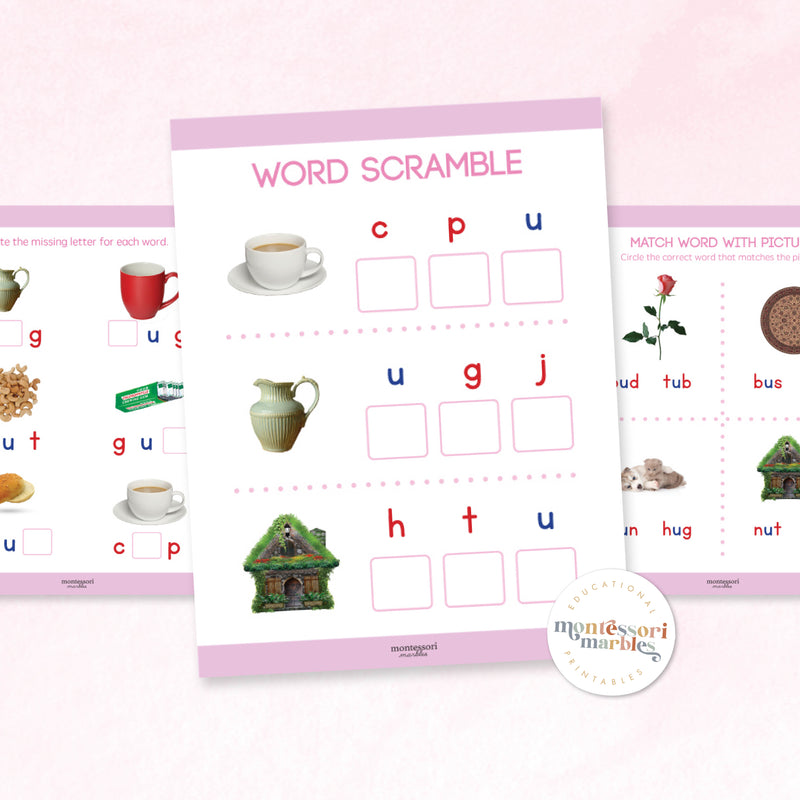 Montessori Pink Series Workbook Short U