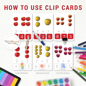 Apples Addition Clip Cards