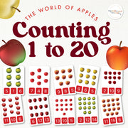 Apple counting clip cards 1 to 20 for numbers