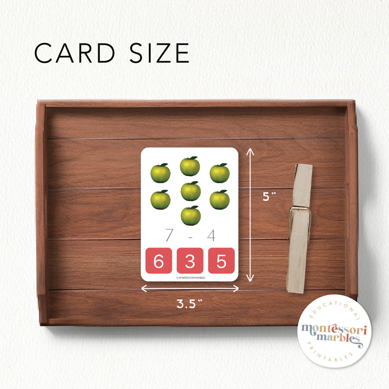 Apples Subtraction Clip Cards
