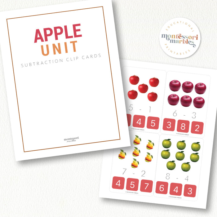 Apples Subtraction Clip Cards