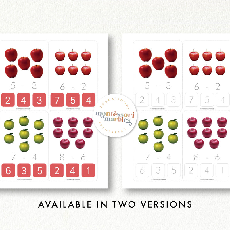 Apples Subtraction Clip Cards