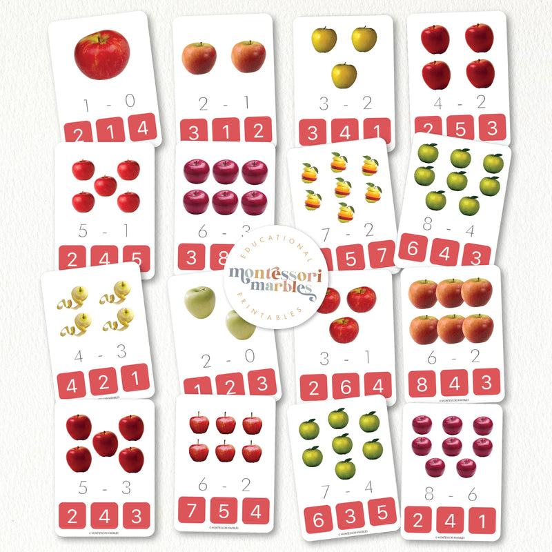 Apples Subtraction Clip Cards