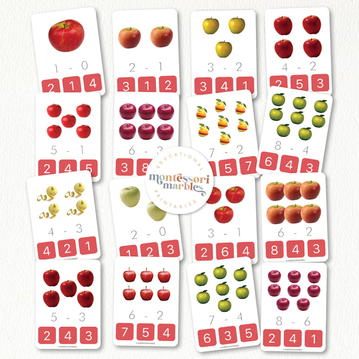 Apples Subtraction Clip Cards