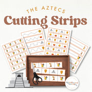 Aztec culture cutting strips for fine motor skills—ancient civilizations study, ages 3-6