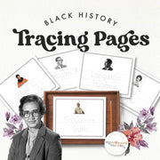 Black History Month handwriting tracing — write and learn about influential African American figures, ages 3-6