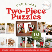 Christmas two-piece picture puzzles with real photos — ages 3-6