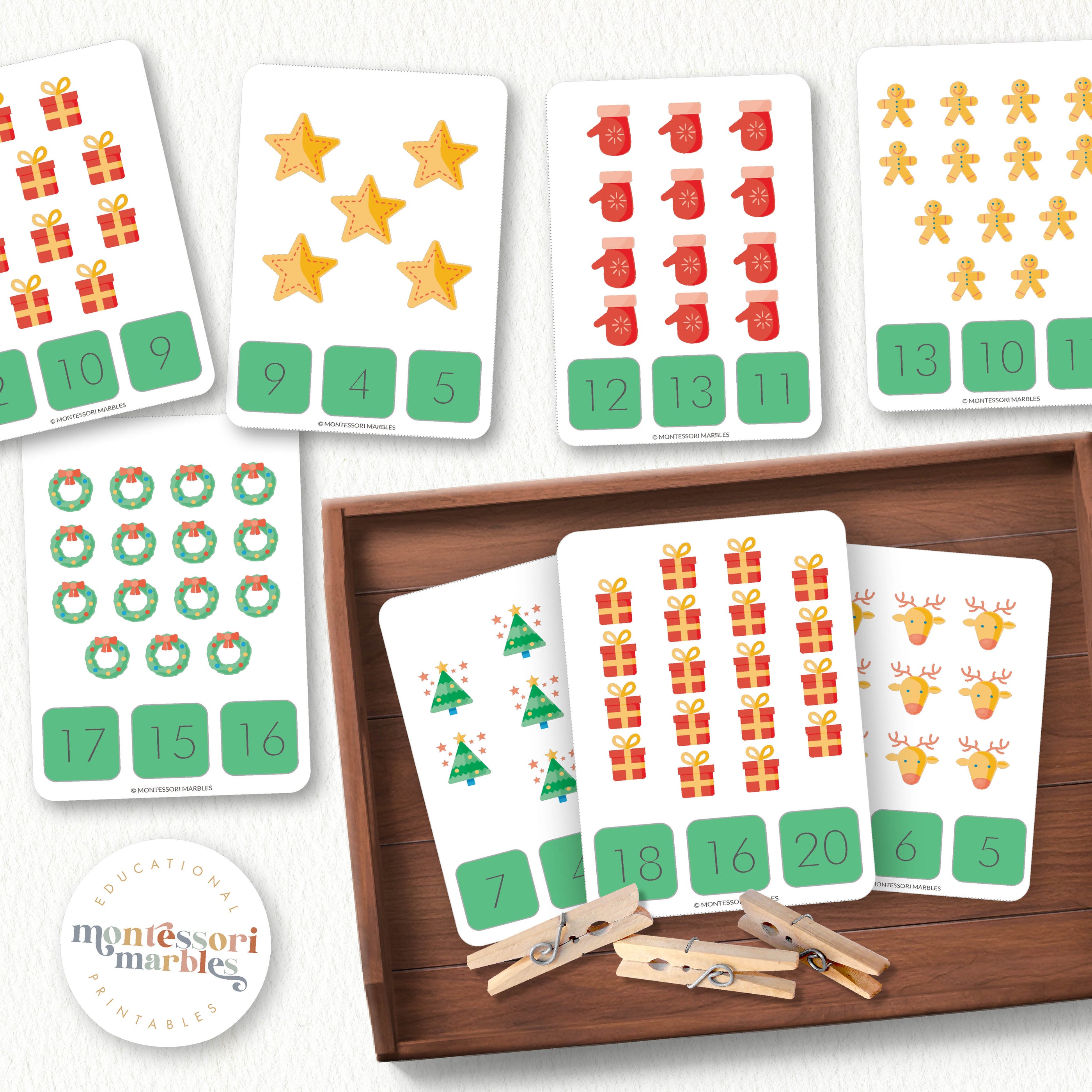 Christmas Counting Clip Cards | 20 Count 1-20 Number Recognition 3-5 ...