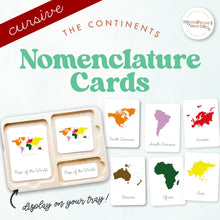 Load image into Gallery viewer, Continents Montessori Nomenclature Cards | Cursive
