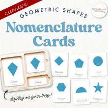 Load image into Gallery viewer, Geometric Shapes Nomenclature Cards (Cursive)
