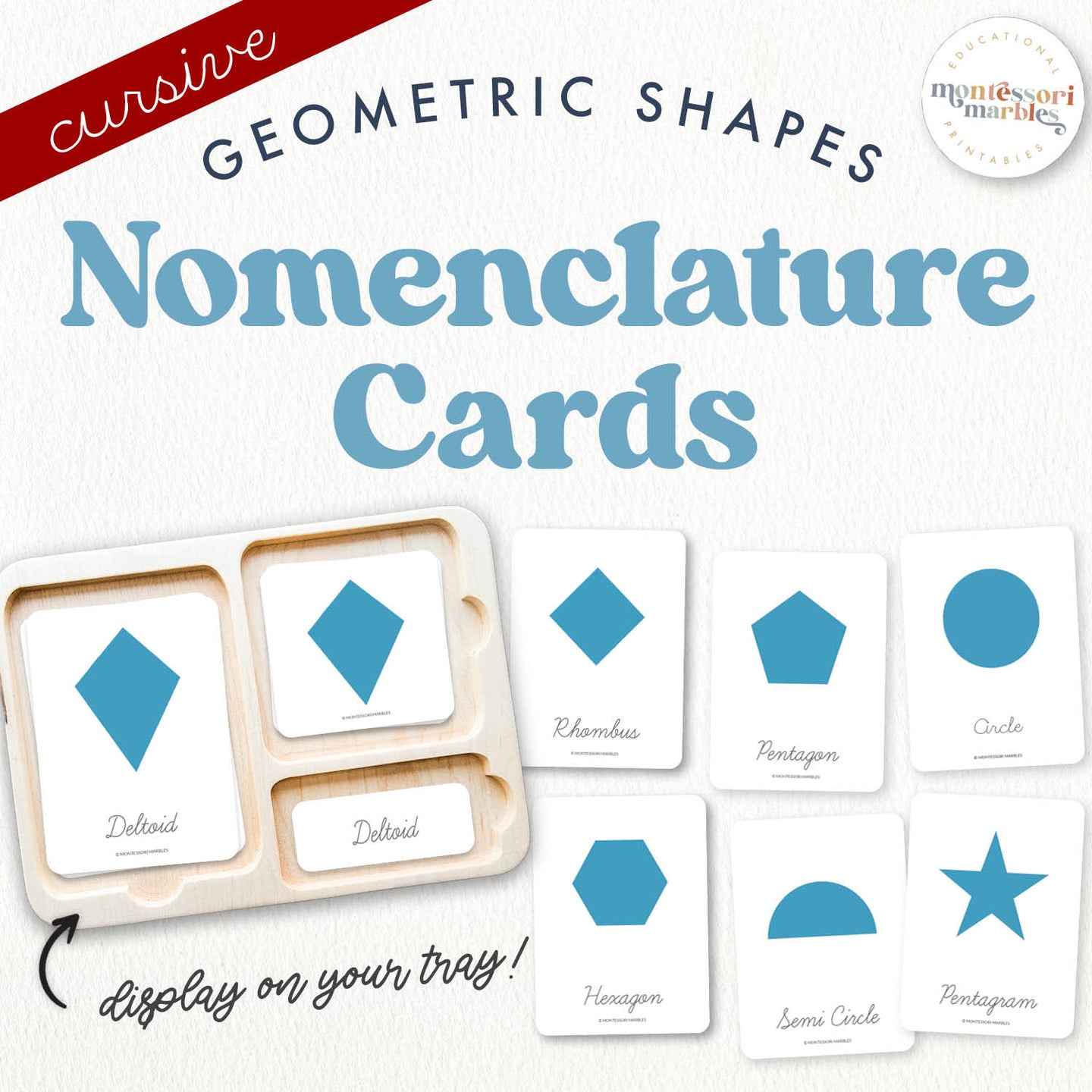 Geometric Shapes Nomenclature Cards (Cursive)