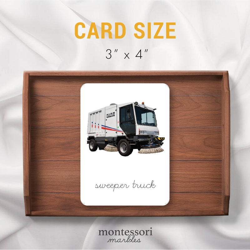 Construction Vehicles Nomenclature Cards in Cursive