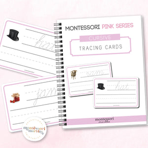 Montessori Pink Series Cursive Tracing Cards