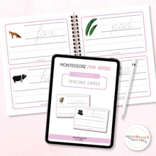 Load image into Gallery viewer, Montessori Pink Series Cursive Tracing Cards
