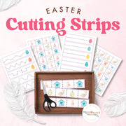 Easter-themed cutting strips for developing fine motor skills