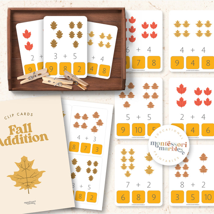Fall Addition Clip Cards