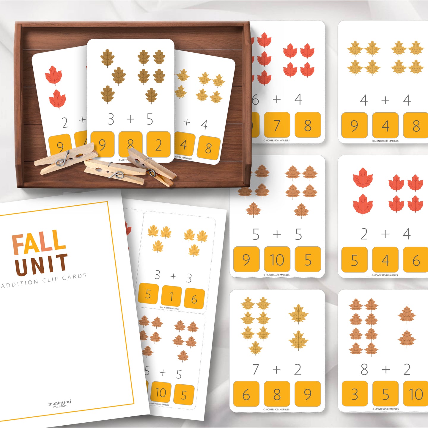 Fall Addition Clip Cards