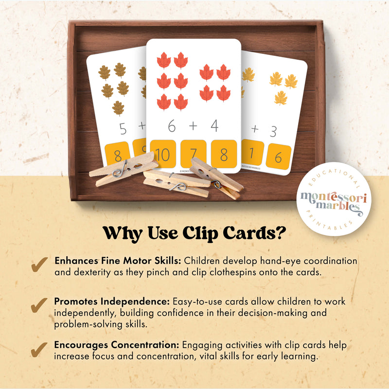 Fall Addition Clip Cards