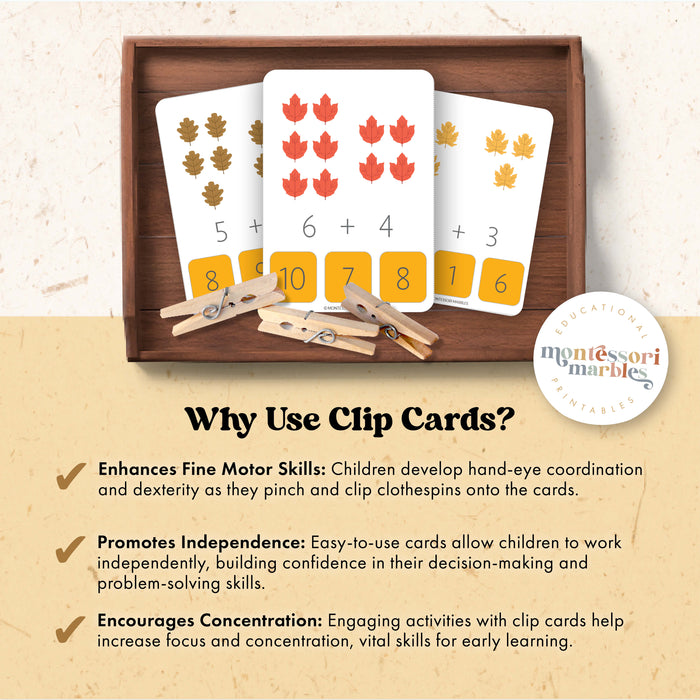 Fall Addition Clip Cards