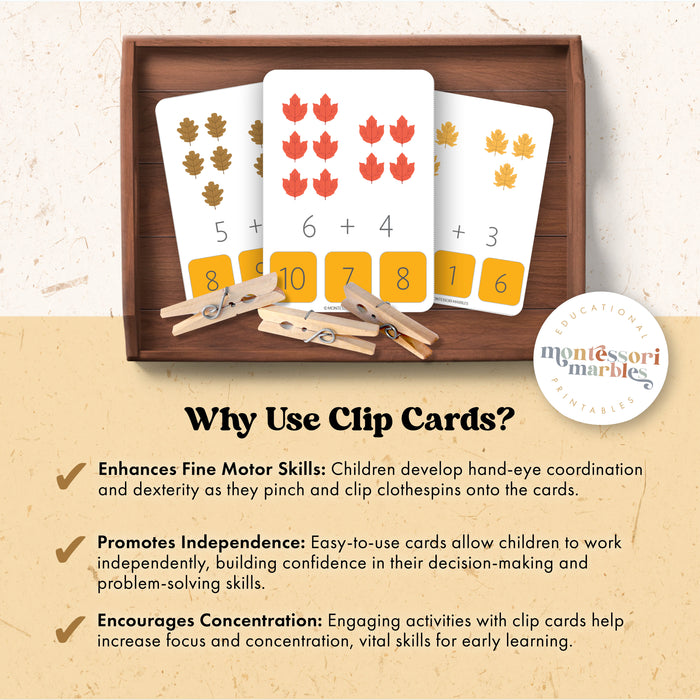 Fall Addition Clip Cards