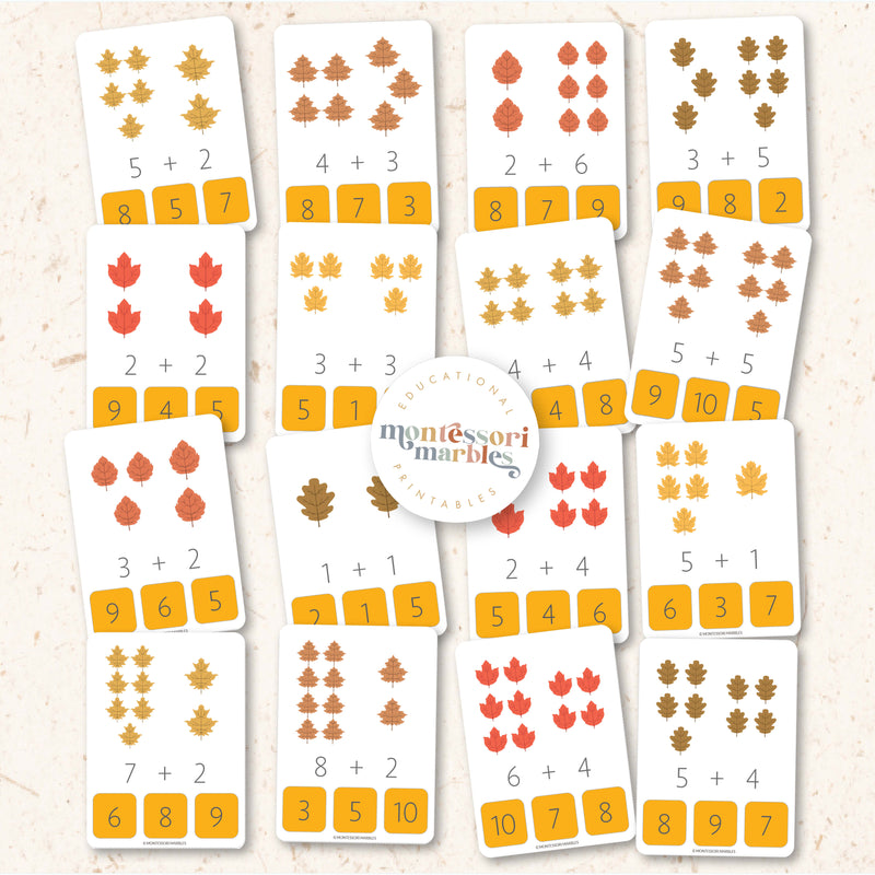 Fall Addition Clip Cards