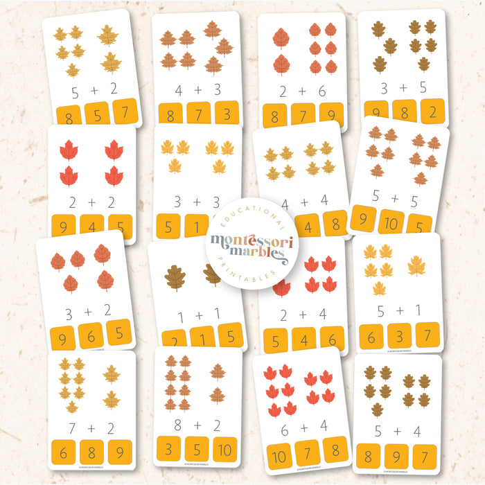 Fall Addition Clip Cards