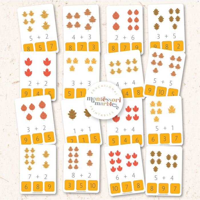 Fall Addition Clip Cards